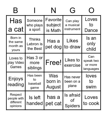 Mr. Cao's Ultimate Bingo #1 Bingo Card