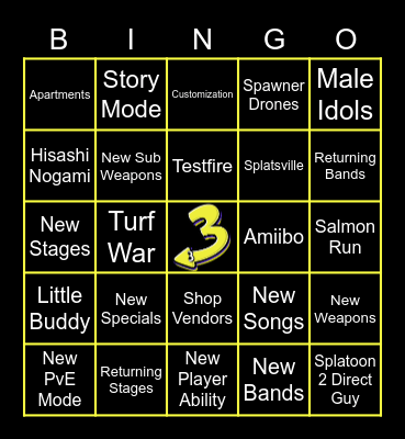 Splatoon 3 Direct Bingo Card