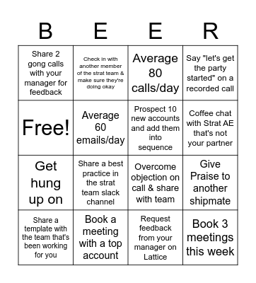 Strat Summer Friday! Bingo Card