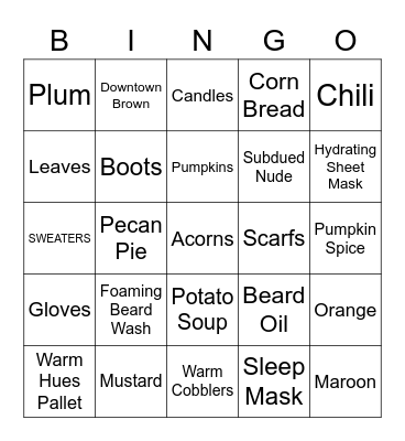 It's Fall Yall Bingo Card