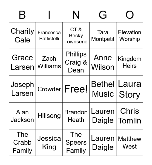 Christian Bingo Card