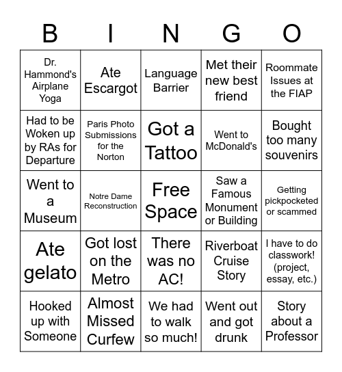 CiP Bingo Card