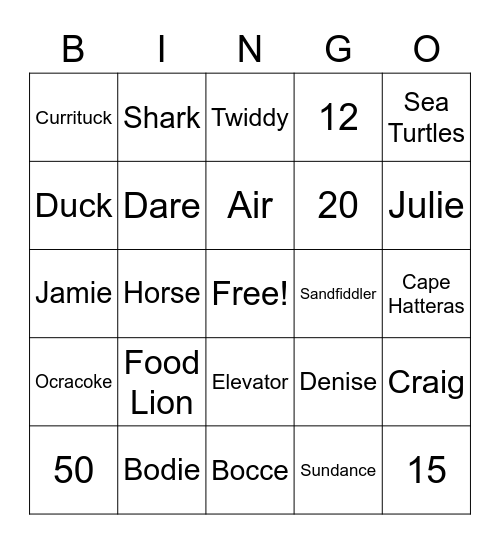 OBX Bingo Card