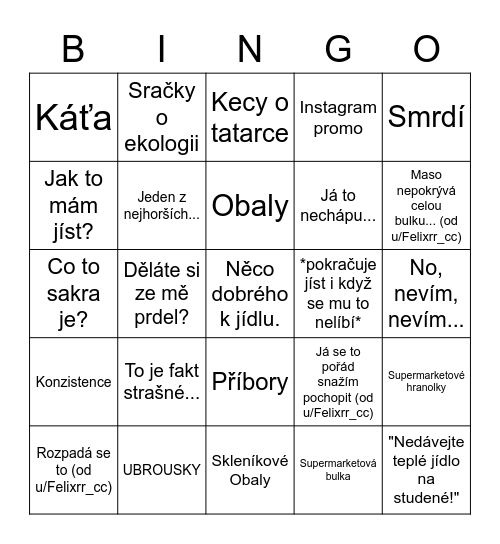 JdemeŽrát Bullshit Bingo Card