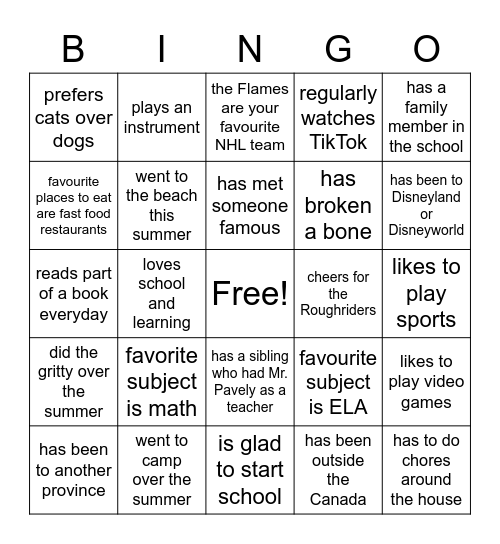 Untitled Bingo Card