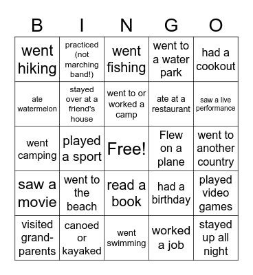 First Day of School Scavenger Hunt Bingo Card