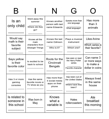 Find Someone Who... (Math) Bingo Card
