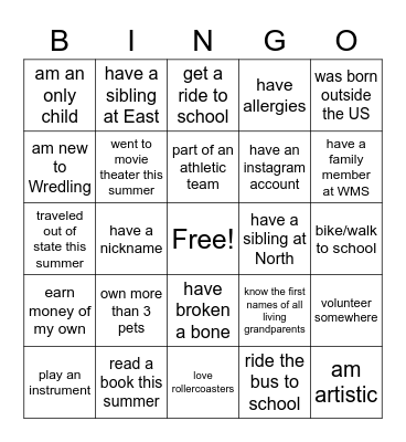 I... Bingo Card