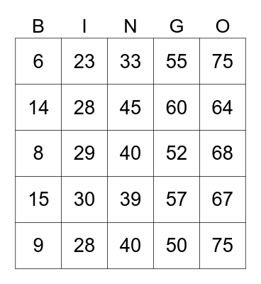 Bingo Day Bingo Card