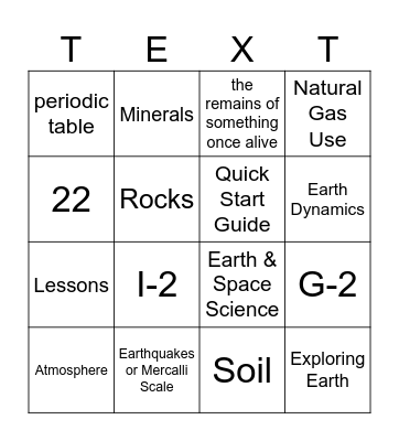 Science Textbook Scavenger Hunt Bingo Card