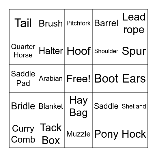 Wolfe Ranch Bingo Card