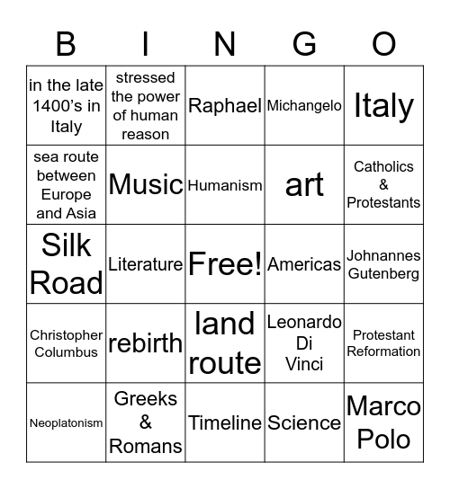 Bingo Card 1 Bingo Card