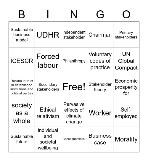 Who wins? Bingo Card