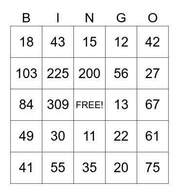 Los Numeros en Espanol! Bingo Card