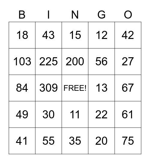 Los Numeros en Espanol! Bingo Card