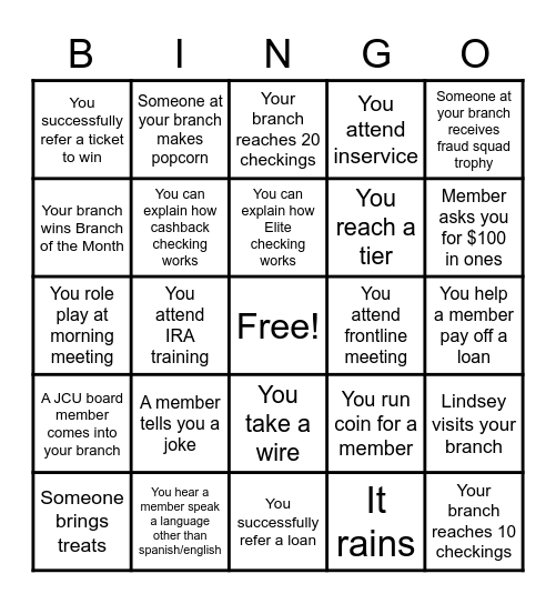 Branch Bingo Card