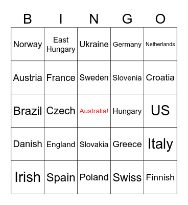 Sziget Bingo Card