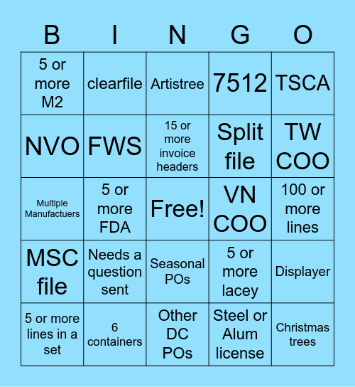 File Bingo Card