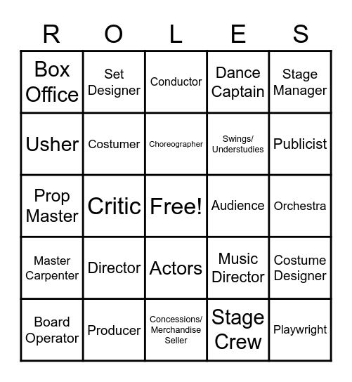 Theatre Bingo Card