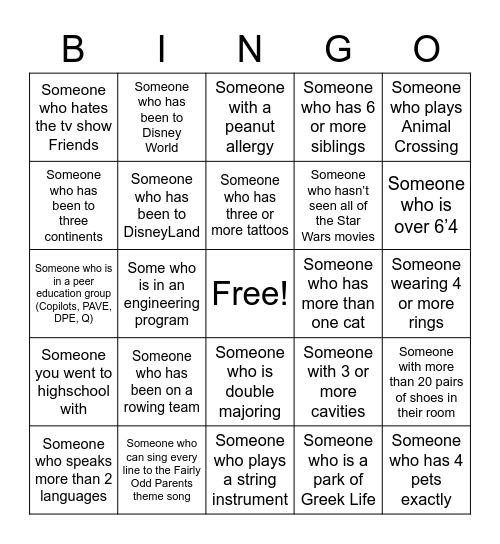 Marycrest Staff Only Bingo Card