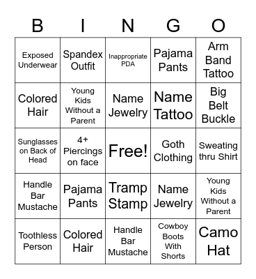 Erie County Fair Bingo Card