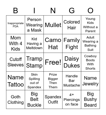 Erie County Fair Bingo Card