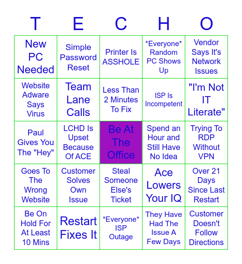 IT Bingo Card