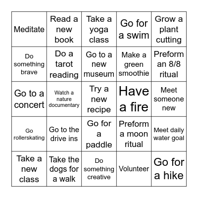 August Bingo Card