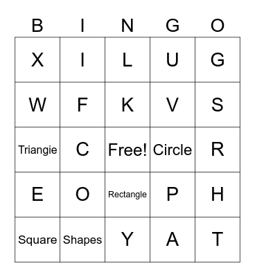 Shapes Bingo Card