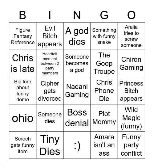 College Students Bingo Card