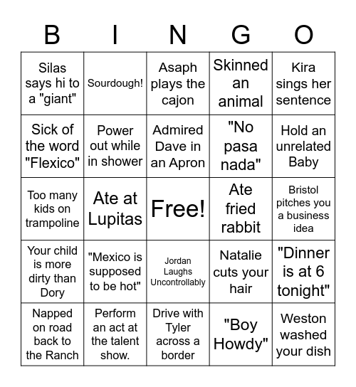 Rancho Abierto Bingo Card