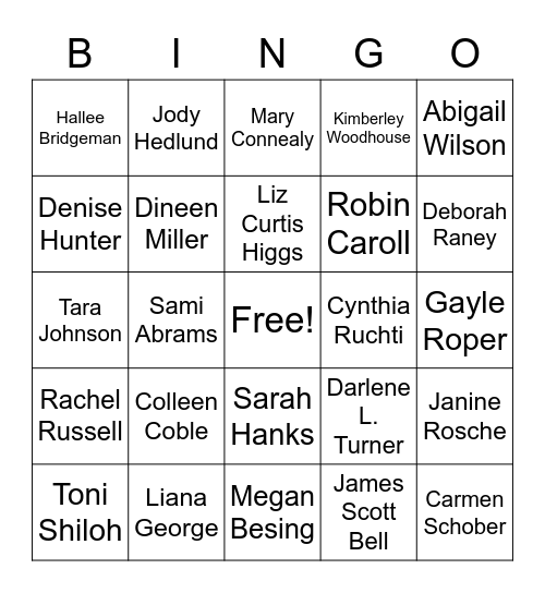 Storyfest Authors Bingo Card
