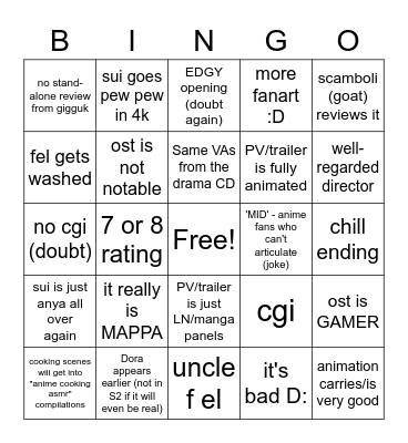 tondemo skill manifesting Bingo Card