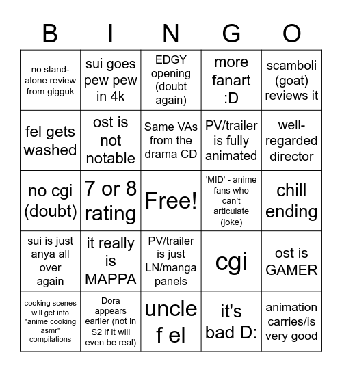 tondemo skill manifesting Bingo Card