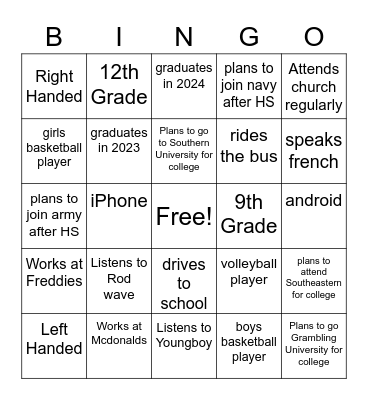 Coach Perry Get To Know You Bingo Card