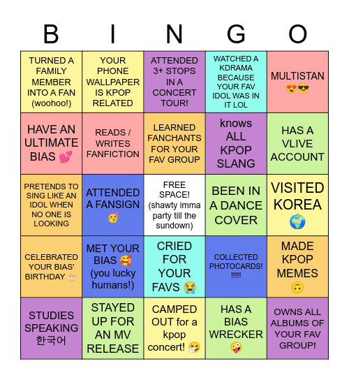 KPOP THINGS WE DO ... Bingo Card