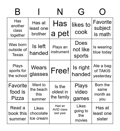 Mingo Bingo Card