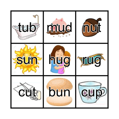 Smart Phonics 2 - short vowel U Bingo Card