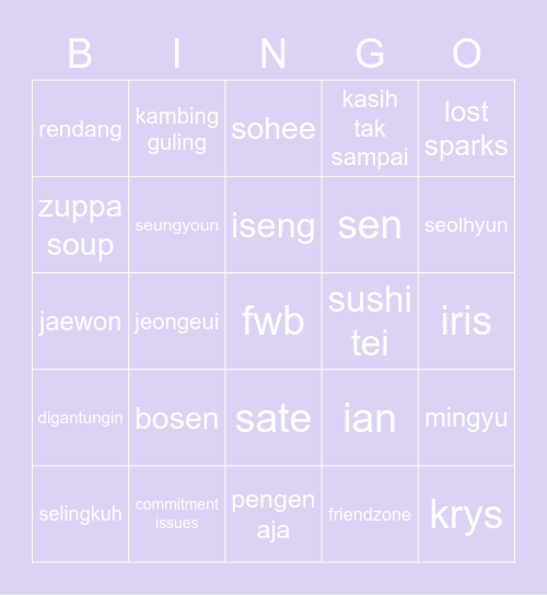 krys’ Bingo Card