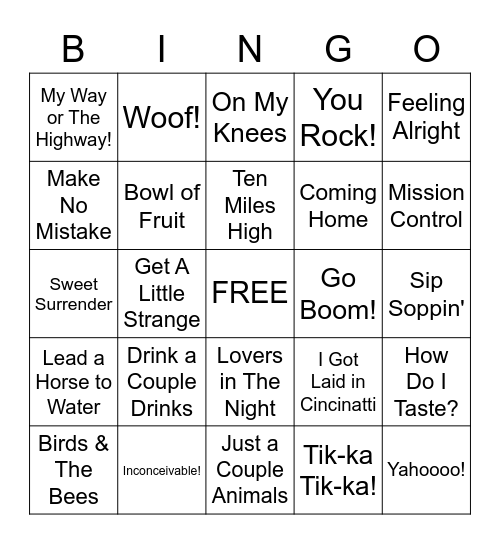 Sweet N' Juicy Bingo! Bingo Card