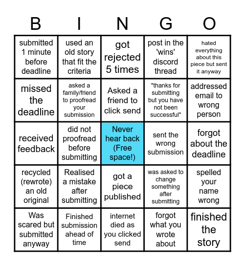 SUBMIT YOUR STUFF Bingo Card