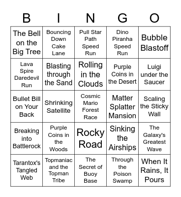 Super Mario Galaxy Bingo Card