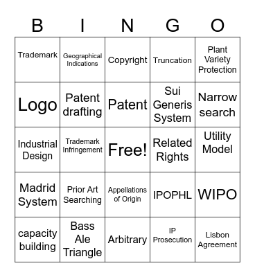 H&S Capacity Building on Intellectual Property Bingo Card