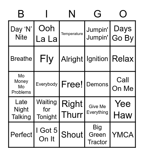 37 - MUSIC Bingo Card