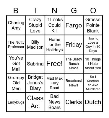 37 - MOVIES Bingo Card