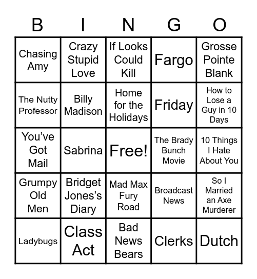 37 - MOVIES Bingo Card