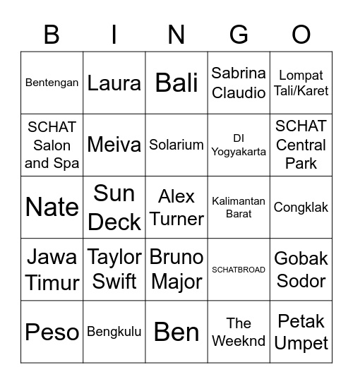 NICOLE'S BOARD. Bingo Card