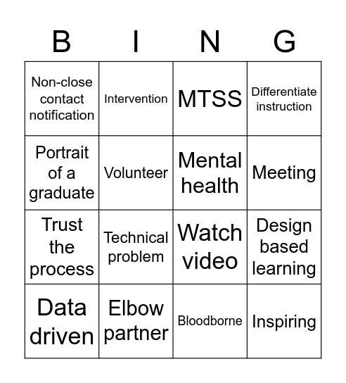 SGUSD 2 Bingo Card