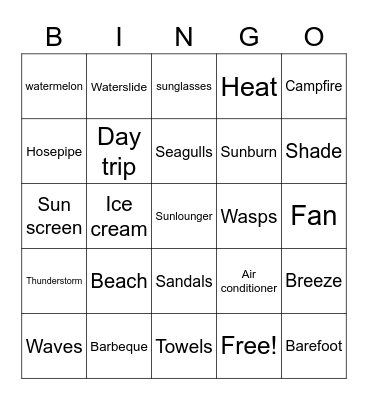 Summertime Bingo Card