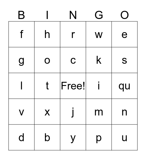 first grade sounds bingo Card